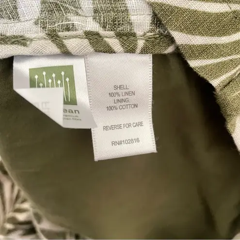 Garnet Hill Easy Linen Wrap Mini Dress in Olive Palms