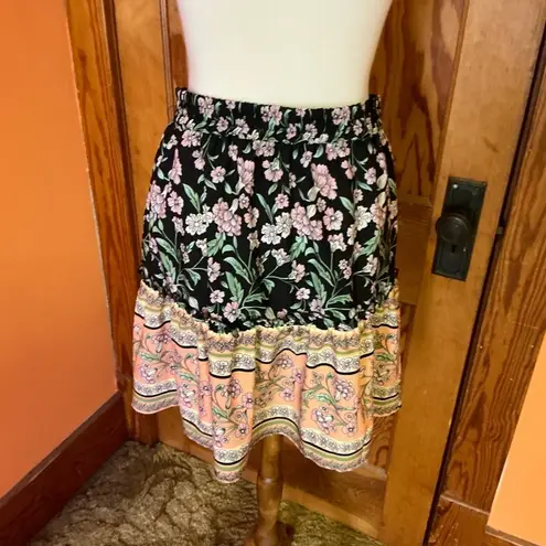 CDM Bright Floral Boho Mini Skirt Size M