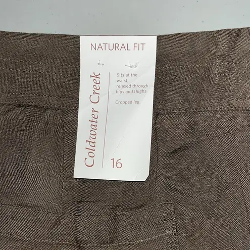 Coldwater Creek NWT Size 16 Brown Natural Fit Linen Blend Crop Pants