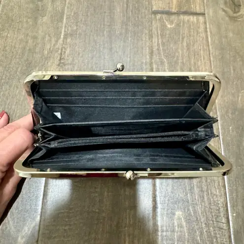 Black Faux Croc Wallet Clasp Frame | Accordion Card Slots | NWOT