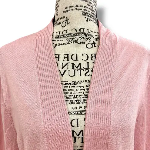 J Jill Size L Baby Pink Wool Blend Open Cardigan Sweater Packable Size L