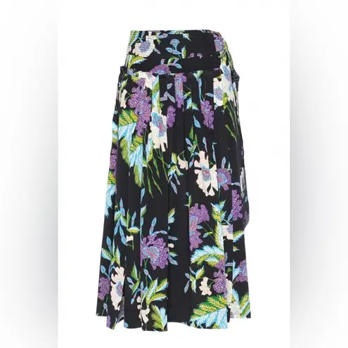 Diane Von Furstenberg  Floral-Print D-Ring Silk Pleated Midi Skirt Multicolor