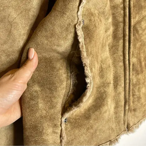 Gloria Vanderbilt Women’s Brown Faux Fur Coat Vintage Mob Wife Glam Size Medium