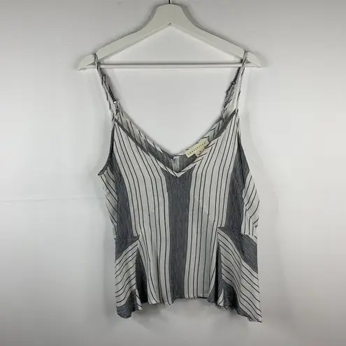 Lovestitch  Sz S Tank Top Blouse Shirt Cream Navy Striped V-neck Spaghetti Strap