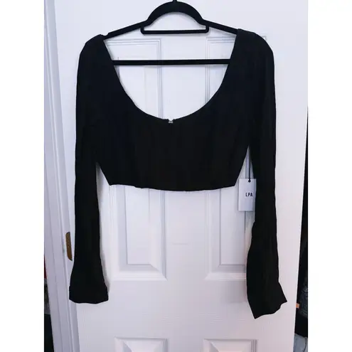 LPA NWT Cropped Corset Top Long Sleeve Medium Black Y2K Edgy Streetwear Feminine
