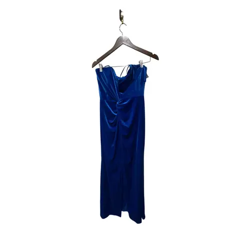 Liv Foster Velvet Strapless Evening Dress Size 14 New with Tags Blue