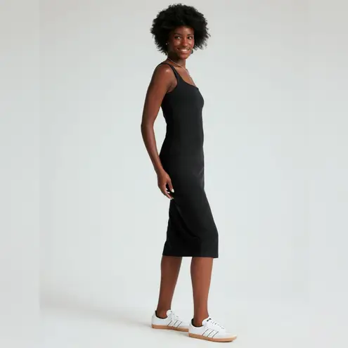 Beyond Yoga Spacedye Icon Midi Dress Side Slit Sleeveless Black Gray Medium