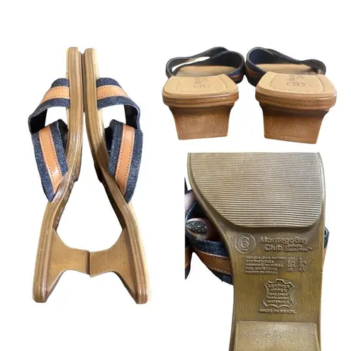 Montego Bay Club Y2K Denim Leather Heels Sandals Size 6 New Brazil