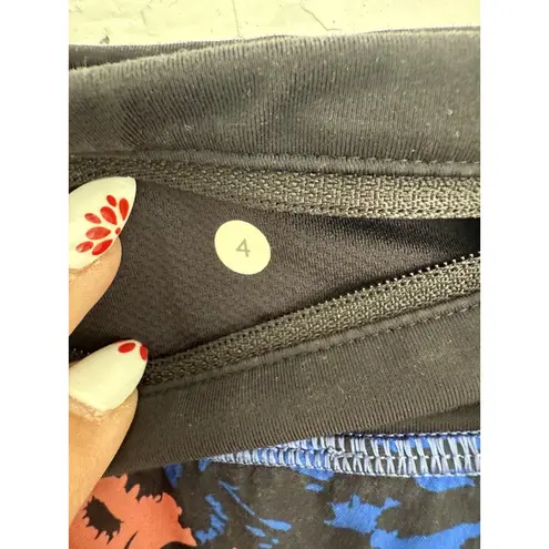 Lululemon Shorts Womens 4 Black Blue Pink Speed Up Printed Run Athletic Gym