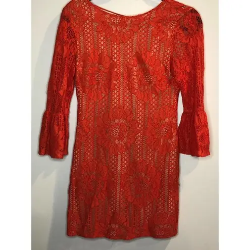 Endless Rose  red Ornage Lace XS Boutique Bohemian Boho Going Out Dress