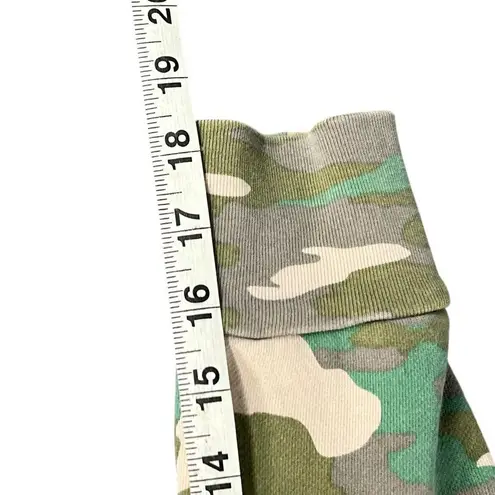 NSF Hoodie Womens M Green Camo Distressed Holes Cropped Sweatshirt USA Grunge Size M