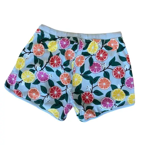 Hanna Andersson Women's Citrus Print Drawstring Waist Shorts Size Small Blue