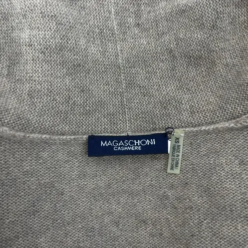 Magaschoni 100% Cashmere Fringe Trim Open Front Cardigan Brown Size XS