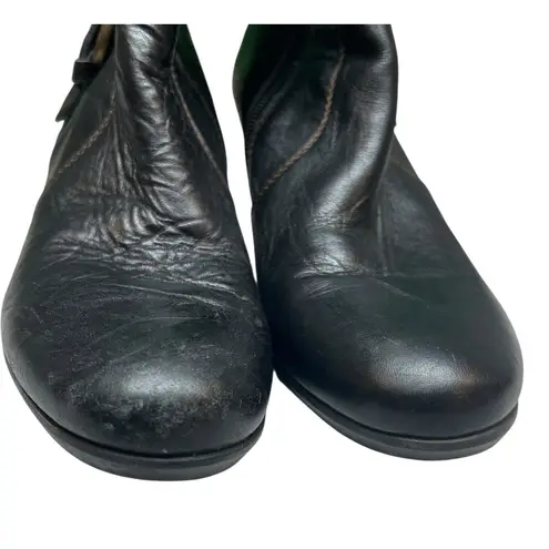 Paul Green Harness Boots 6.5 Black Leather Buckle Cuffed Western Ankle Booties