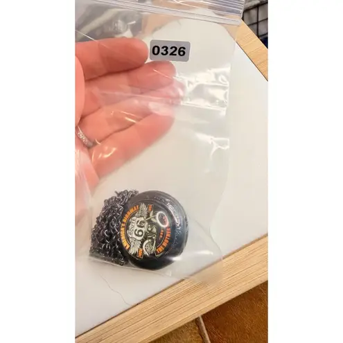 Route 66 Pocket Watch Quartz Movement With Chain Necklace Black Vintage Style Size 40