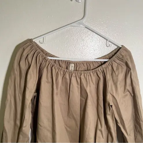 NA NIN Blouse 3/4 Sleeve Off Shoulder Beige 1 Tan Size undefined