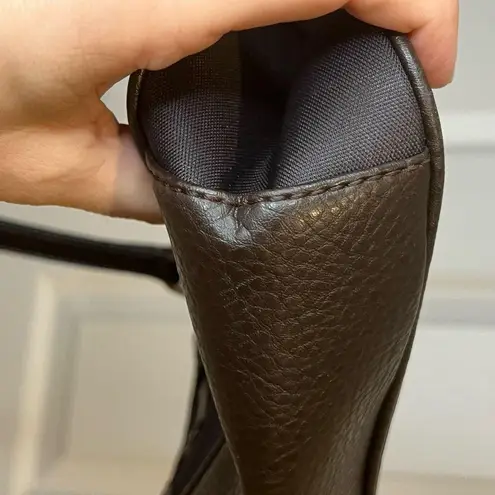 Etienne Aigner Small Vintage Dark Brown Women's Bag with Pebbled Leather Trim