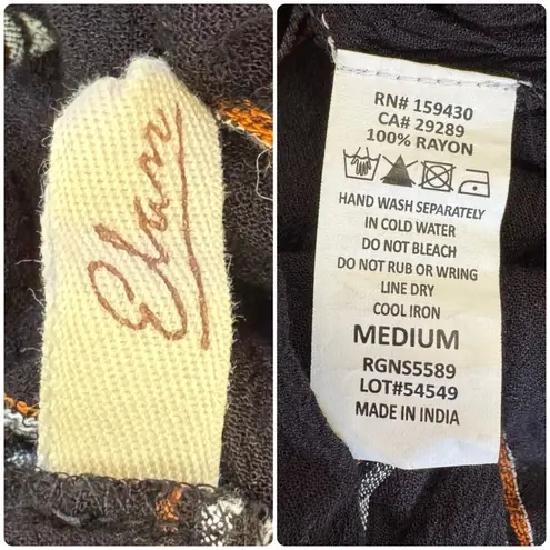 Elan Strapless Striped Black Maxi Cover-Up Summer Dress High Front Slit Size M