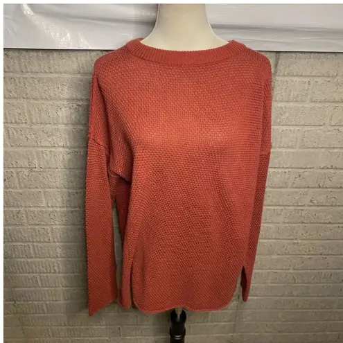 Womens Textured Knit Henley Sweater Rust Orange Long Sleeve Size XL