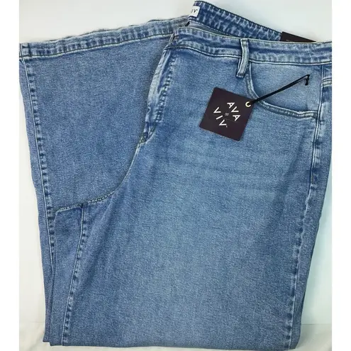 Ava & Viv Women's Jeans Size 24W Light Wash Wide Leg No Gap Waistband Denim