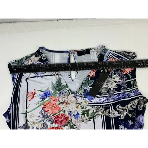 Tahari Floral Print Wide Leg Jumpsuit Sleeveless V-Neck Belted Casual Romper SMP