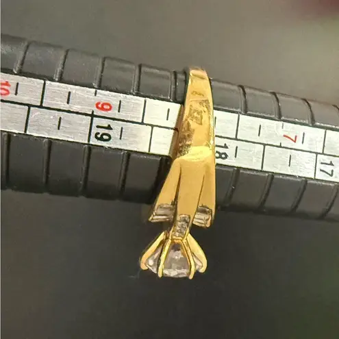 925 Vermeil Gold Over Sterling Silver 8mm CZ Solitaire Women’s Ring Size 8 6g.