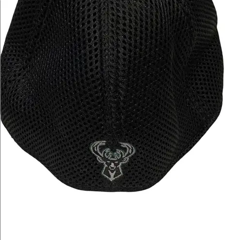 New Era Cap New Era NBA Milwaukee Bucks Basketball Hat Trucker Mesh Back Black Gray M L