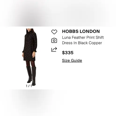 Hobbs London Elegant Black Mini Dress with Brown Accents size 4