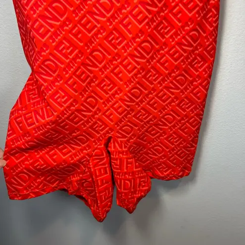 Skims X Fendi Women's Sleeveless Mid Thigh Bodysuit Georgia Orange Stretch Sz XS