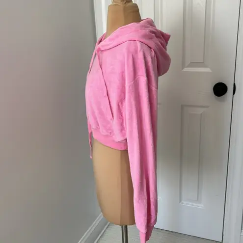 I am gia I.Am.Gia Torres Pink Terry Cloth Cropped Hoodie