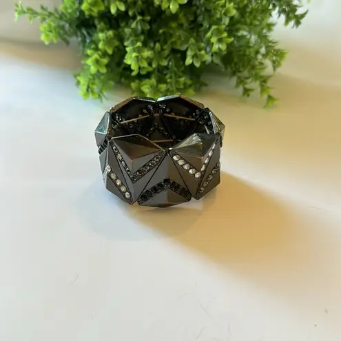 NO BRAND Black Mettalic with Rhinestones One Size Retro Y2K Punk Whimsigoth Fun