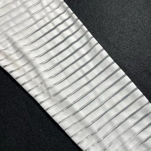 Leaduty Women’s Solid V Neck Tunic Top Long Sleeve Transparent Stripes Medium White