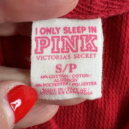 Victoria's Secret Vtg  PINK S Back Logo Hoodie Top Lounge Sleep Red Thermal Boho