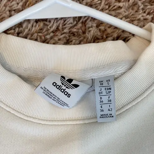 adidas Originals Trefoil Crew Sweatshirt sz S * flawed retro White