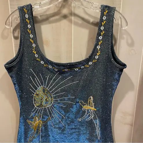 Source Unknown Cute sparkly glitter celestial fairy sun blue moon mushroom mini bodycon dress - Image 7