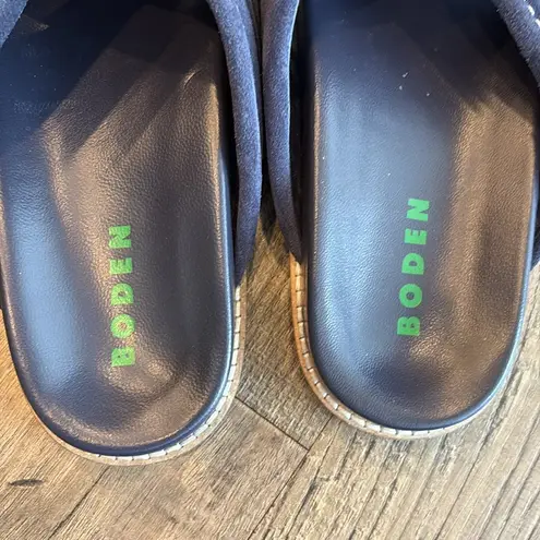 Boden Cross Strap Slider Leather Sandals Navy Blue Size 8.5