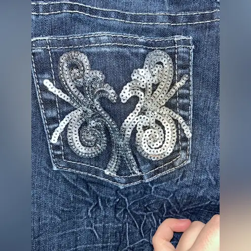 Elite Jeans Women's Denim Junior Size 5/6 Midi Stretch Medium Wash Y2K Wrinkled