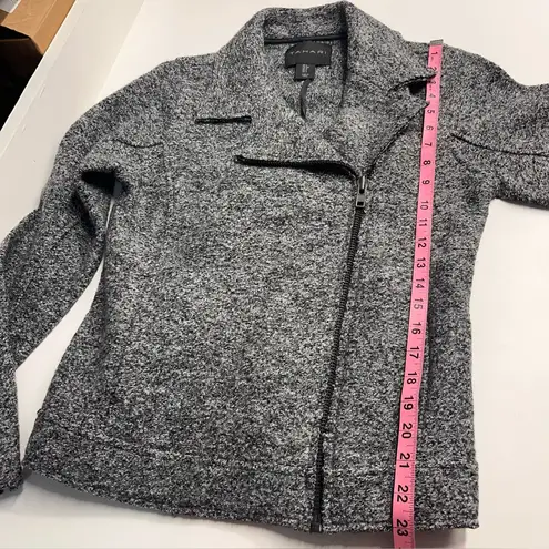 Tahari wool blend jacket size small notch moto jacket tweed jacket neutral grey