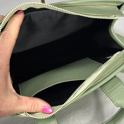 None Sage Green PU Leather Crossbody Purse Tote Bag with Adjustable Strap