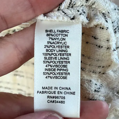 Rebecca Taylor Women's White And Black Tweed Peplum Jacket Size 8