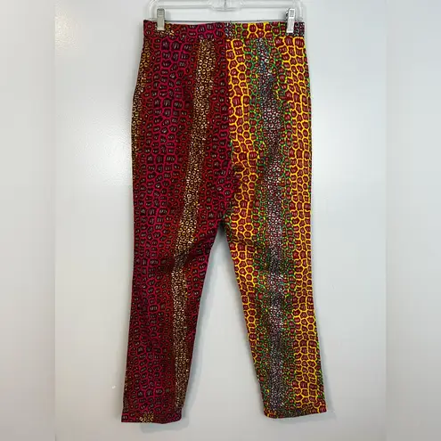 NWT Ohema Ohene Dee Print Clash High Waisted Trousers Colorful Animal Size US 4 Pink