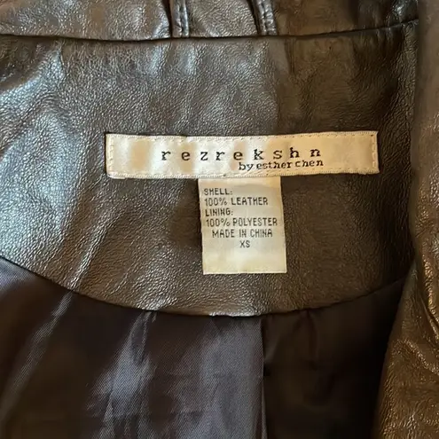 REZREKSHN BY ESTHER CHEN Moto Leather Jacket Coat Outerwear Brown Zip Up XS