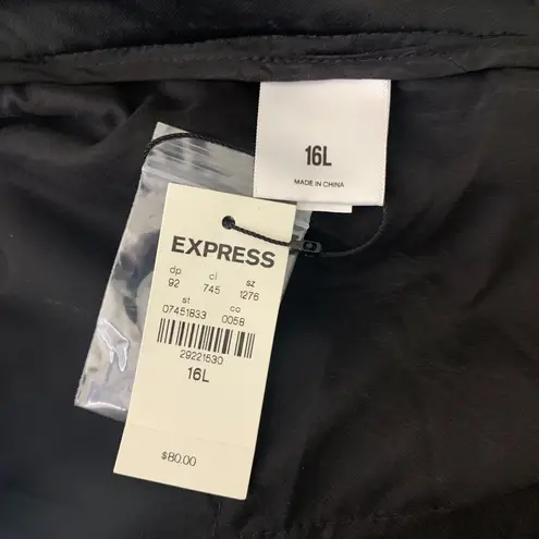 EXPRESS  Ankle Crop High Rise Dress Pants 16L Black Stretch Slacks Pockets Button - Image 5