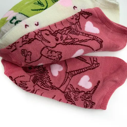 Shrek Womens No Show Socks Princess Fiona Donkey Dragon Hearts Love Pink Green