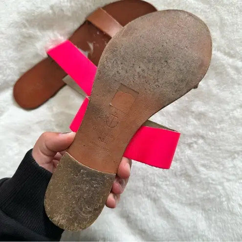 Joie A La Plage Sable Leather Slip On Sandals Pink Size 38.5 Brown