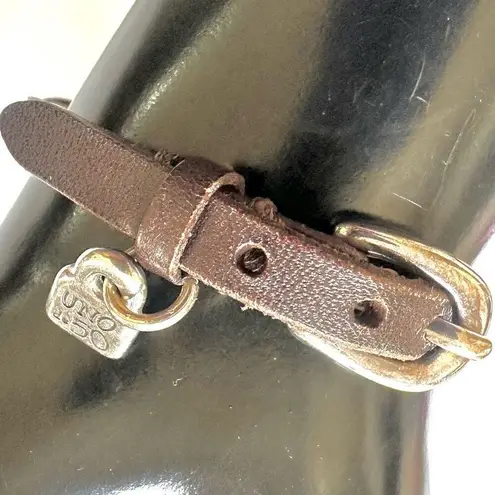Uno de 50 Desertica silver plated faux pearl brown leather bracelet
