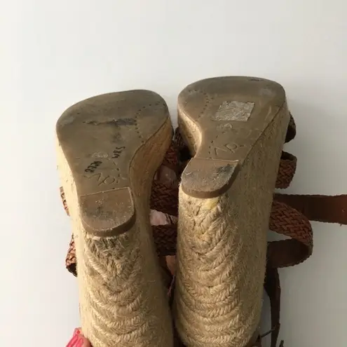 DV Dolce Vita 4" Heel Wedges Sandals Brown Braided Leather Espadrilles S… Brown Size 8.5