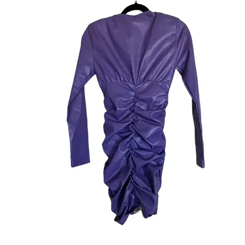 ZARA NWT  Faux Vegan Leather Purple Dress XS Bloggers Fav