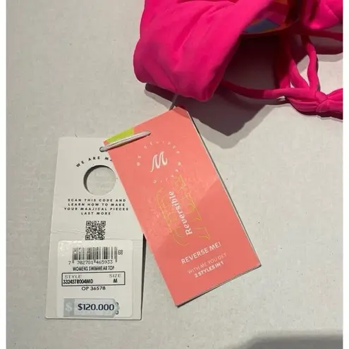 Maaji  Dragon Fruit Shine Long Line Triangle Reversible Bikini Top Size M New