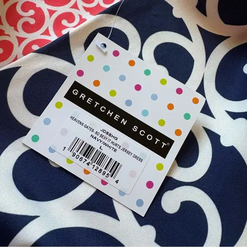 GRETCHEN SCOTT Heavens Gates In So Sexy It Hurts Jersey Dress Sz Large NWT Blue